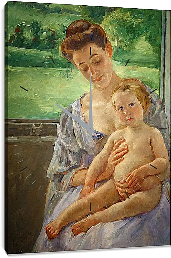 Часы картина - Mother and Child in the Conservatory. Кэссетт (Кассатт) Мэри Стивенсон