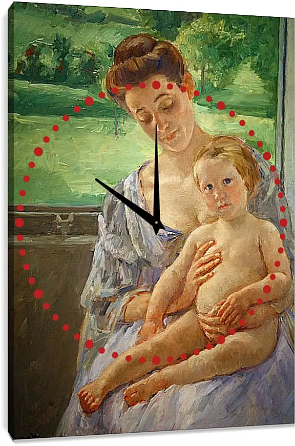 Часы картина - Mother and Child in the Conservatory. Кэссетт (Кассатт) Мэри Стивенсон