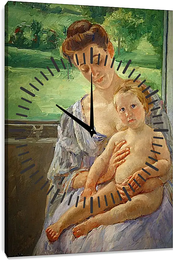 Часы картина - Mother and Child in the Conservatory. Кэссетт (Кассатт) Мэри Стивенсон