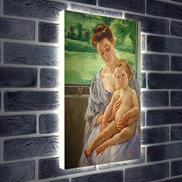 Лайтбокс световая панель - Mother and Child in the Conservatory. Кэссетт (Кассатт) Мэри Стивенсон