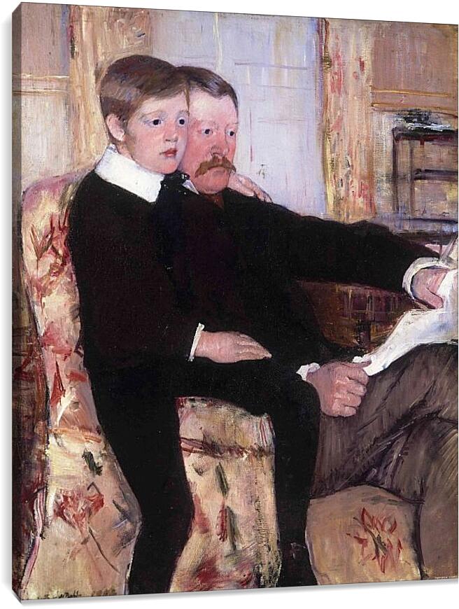 Постер и плакат - Portrait of Alexander J. Cassat and His Son Robert Kelso Cassatt. Кэссетт (Кассатт) Мэри Стивенсон