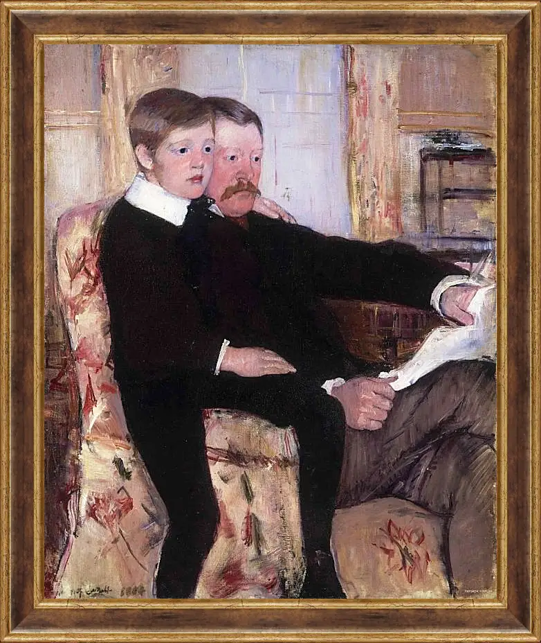 Картина в раме - Portrait of Alexander J. Cassat and His Son Robert Kelso Cassatt. Кэссетт (Кассатт) Мэри Стивенсон