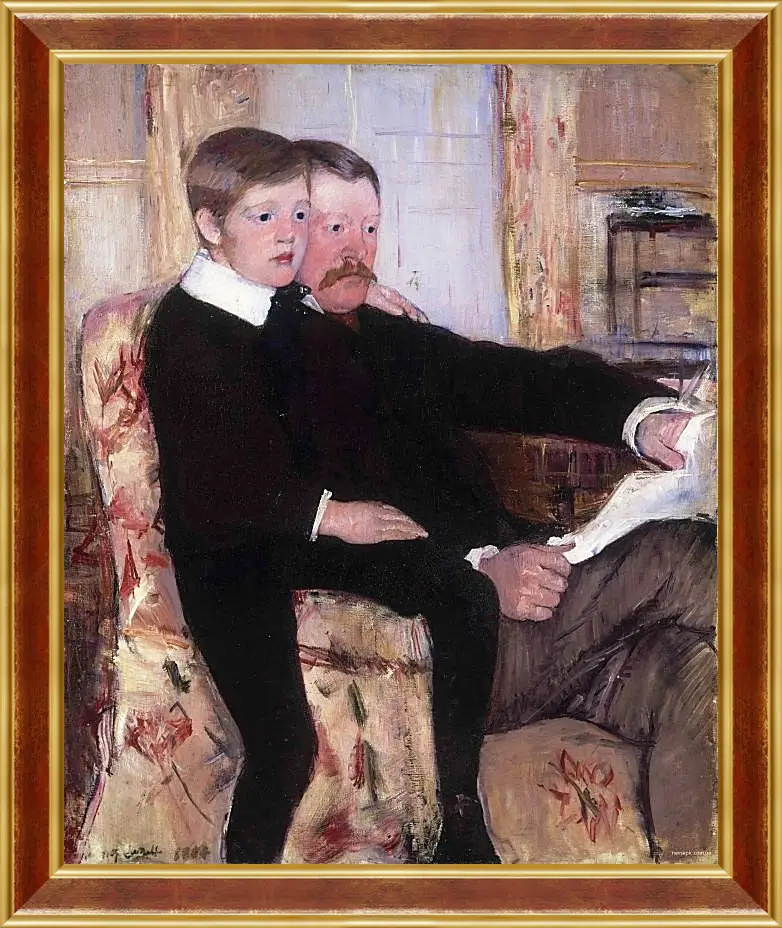 Картина в раме - Portrait of Alexander J. Cassat and His Son Robert Kelso Cassatt. Кэссетт (Кассатт) Мэри Стивенсон