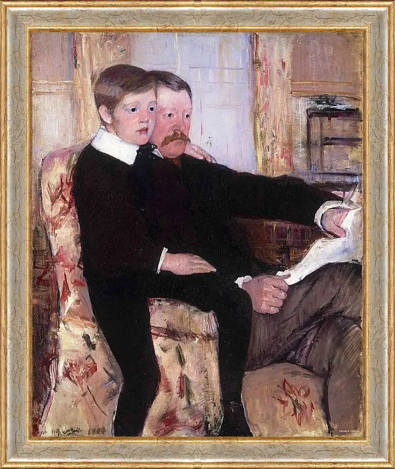 Картина в раме - Portrait of Alexander J. Cassat and His Son Robert Kelso Cassatt. Кэссетт (Кассатт) Мэри Стивенсон