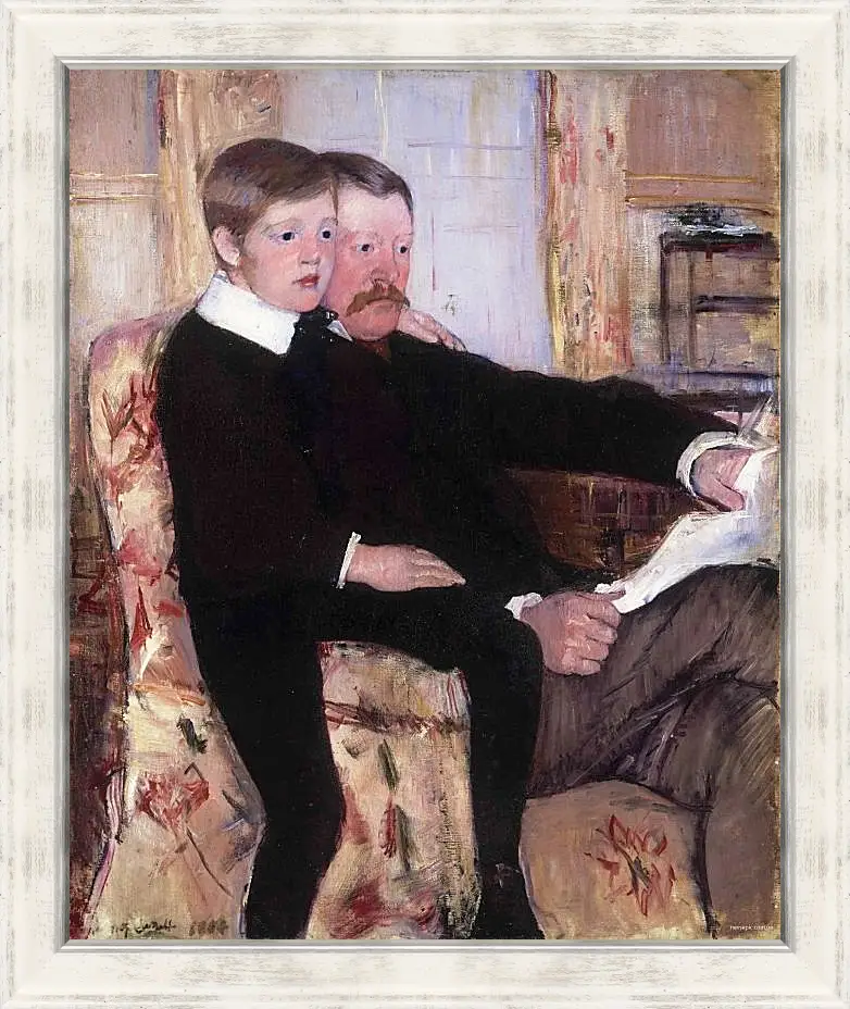 Картина в раме - Portrait of Alexander J. Cassat and His Son Robert Kelso Cassatt. Кэссетт (Кассатт) Мэри Стивенсон