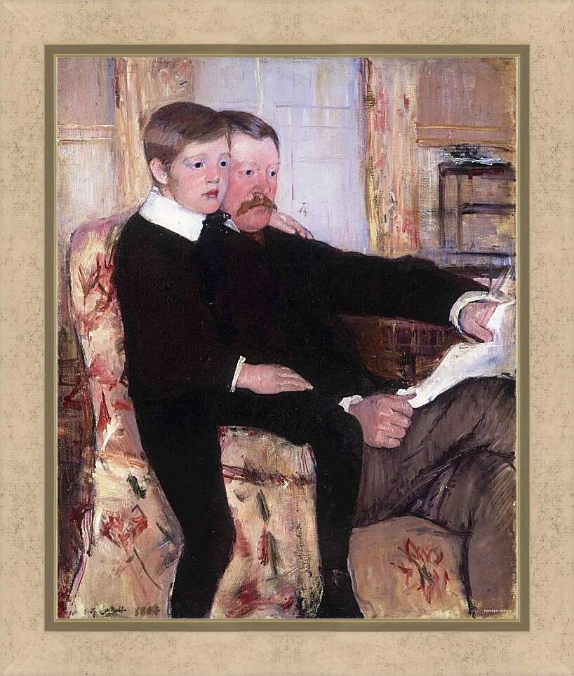 Картина в раме - Portrait of Alexander J. Cassat and His Son Robert Kelso Cassatt. Кэссетт (Кассатт) Мэри Стивенсон