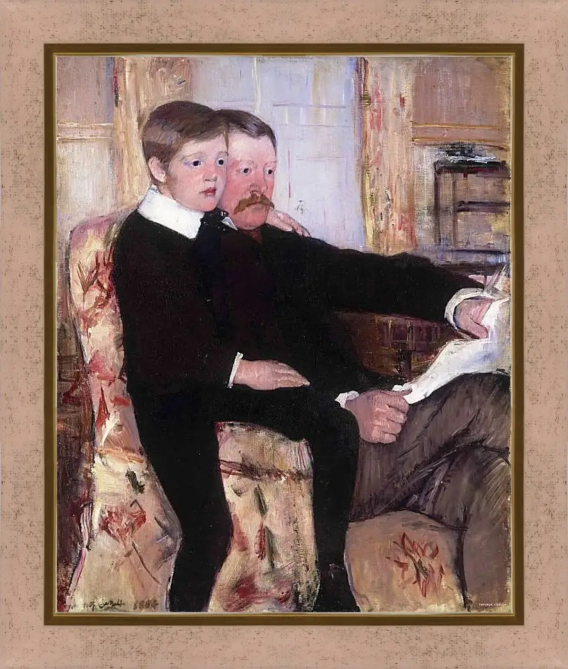 Картина в раме - Portrait of Alexander J. Cassat and His Son Robert Kelso Cassatt. Кэссетт (Кассатт) Мэри Стивенсон