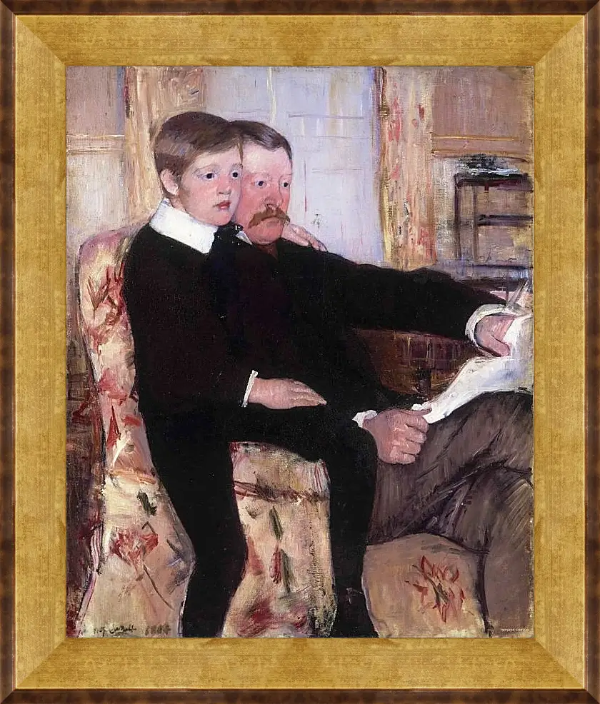 Картина в раме - Portrait of Alexander J. Cassat and His Son Robert Kelso Cassatt. Кэссетт (Кассатт) Мэри Стивенсон