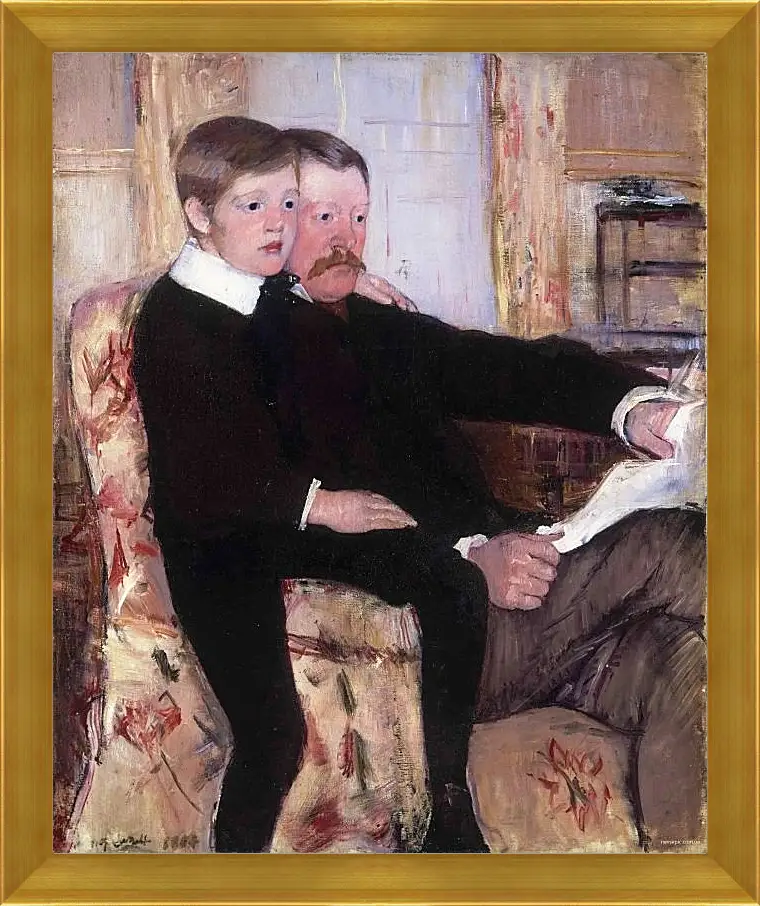 Картина в раме - Portrait of Alexander J. Cassat and His Son Robert Kelso Cassatt. Кэссетт (Кассатт) Мэри Стивенсон