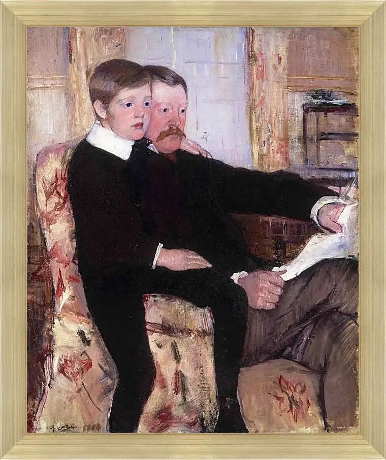 Картина в раме - Portrait of Alexander J. Cassat and His Son Robert Kelso Cassatt. Кэссетт (Кассатт) Мэри Стивенсон