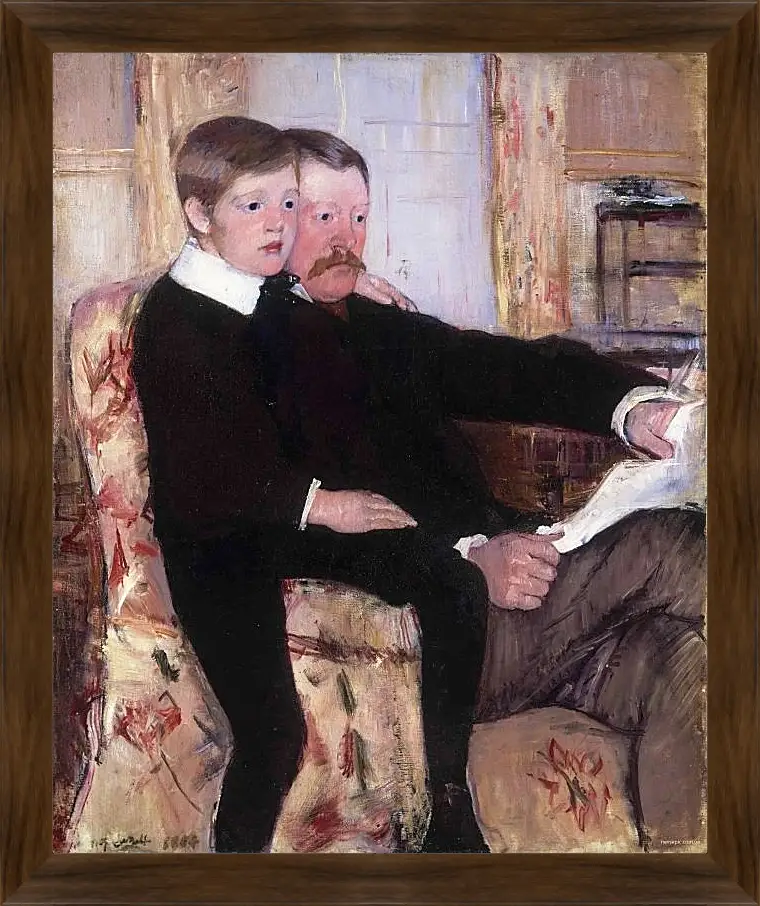 Картина в раме - Portrait of Alexander J. Cassat and His Son Robert Kelso Cassatt. Кэссетт (Кассатт) Мэри Стивенсон