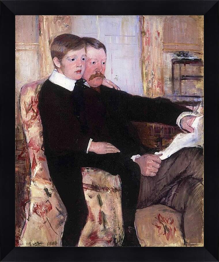 Картина в раме - Portrait of Alexander J. Cassat and His Son Robert Kelso Cassatt. Кэссетт (Кассатт) Мэри Стивенсон