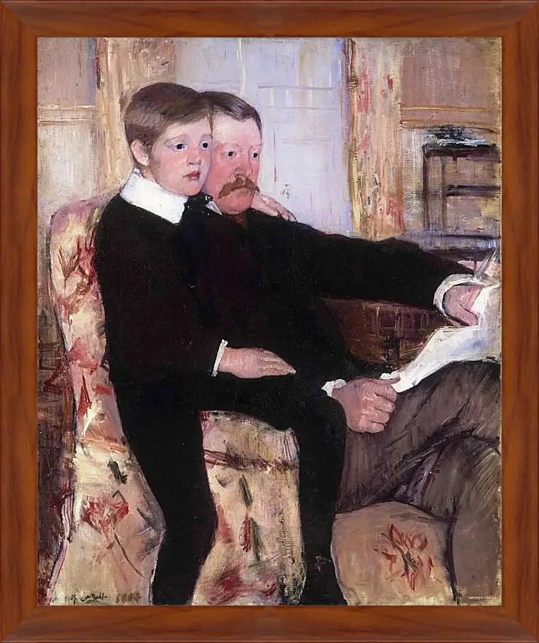 Картина в раме - Portrait of Alexander J. Cassat and His Son Robert Kelso Cassatt. Кэссетт (Кассатт) Мэри Стивенсон