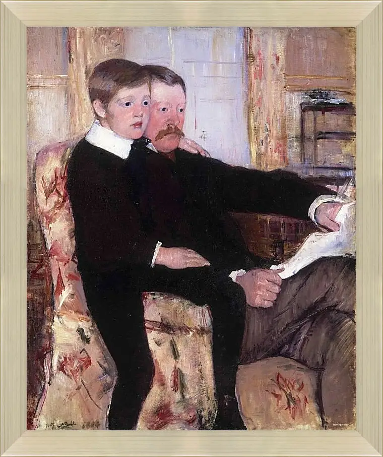 Картина в раме - Portrait of Alexander J. Cassat and His Son Robert Kelso Cassatt. Кэссетт (Кассатт) Мэри Стивенсон