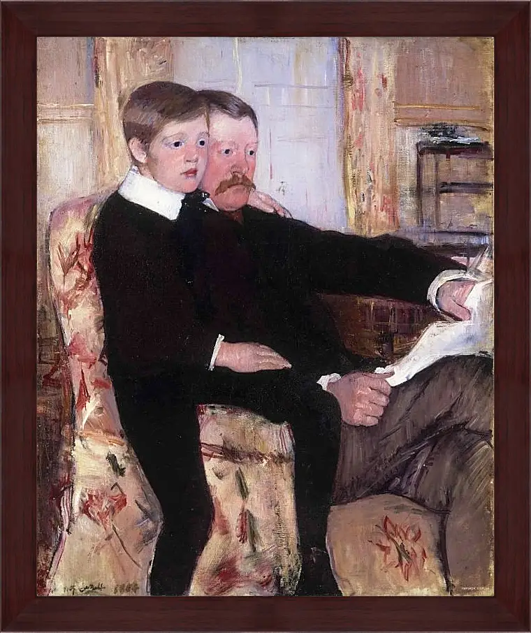 Картина в раме - Portrait of Alexander J. Cassat and His Son Robert Kelso Cassatt. Кэссетт (Кассатт) Мэри Стивенсон