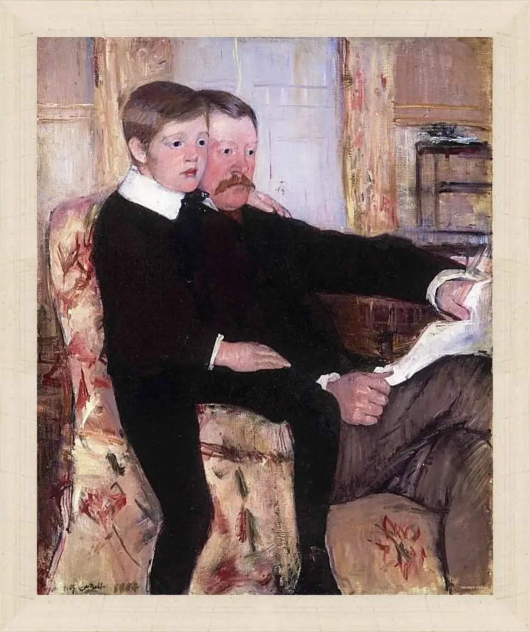 Картина в раме - Portrait of Alexander J. Cassat and His Son Robert Kelso Cassatt. Кэссетт (Кассатт) Мэри Стивенсон