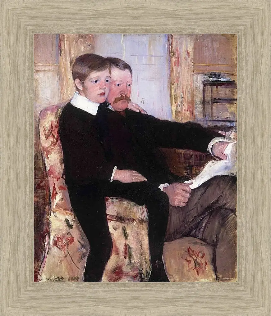 Картина в раме - Portrait of Alexander J. Cassat and His Son Robert Kelso Cassatt. Кэссетт (Кассатт) Мэри Стивенсон