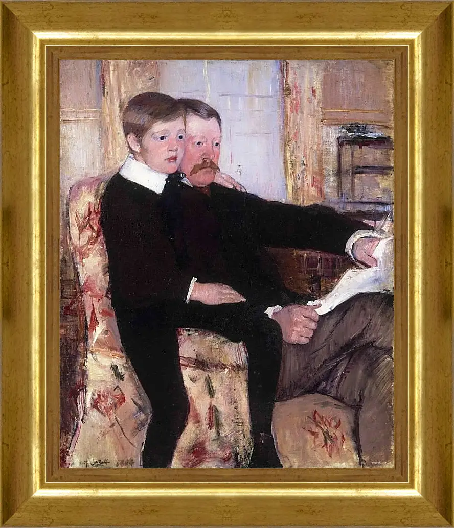 Картина в раме - Portrait of Alexander J. Cassat and His Son Robert Kelso Cassatt. Кэссетт (Кассатт) Мэри Стивенсон