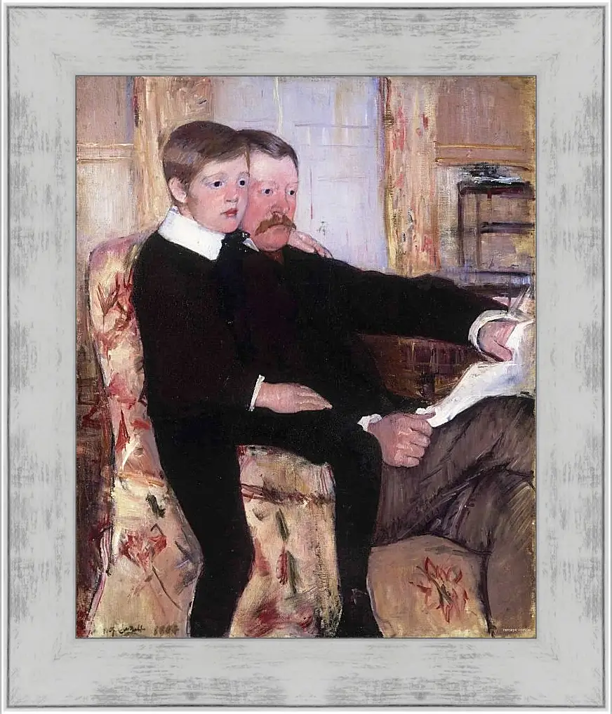 Картина в раме - Portrait of Alexander J. Cassat and His Son Robert Kelso Cassatt. Кэссетт (Кассатт) Мэри Стивенсон