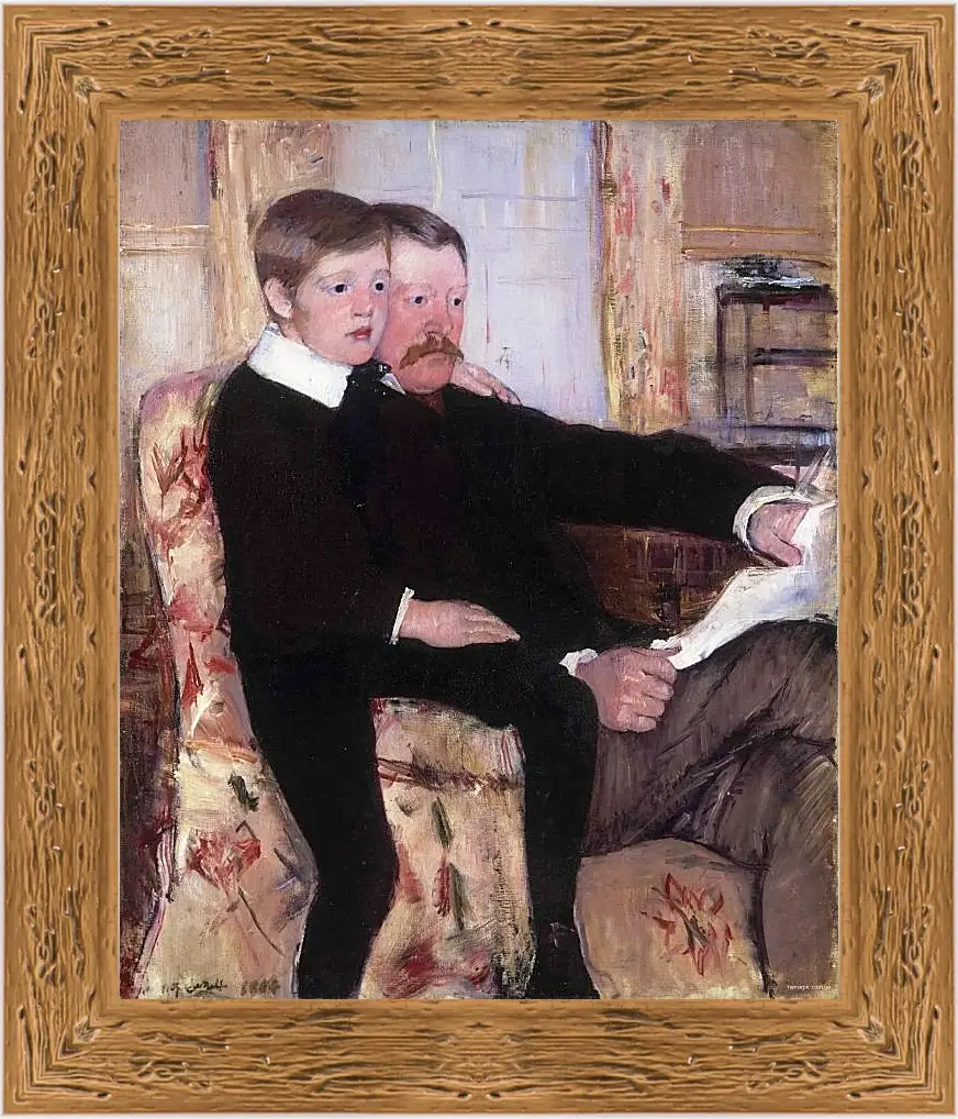 Картина в раме - Portrait of Alexander J. Cassat and His Son Robert Kelso Cassatt. Кэссетт (Кассатт) Мэри Стивенсон