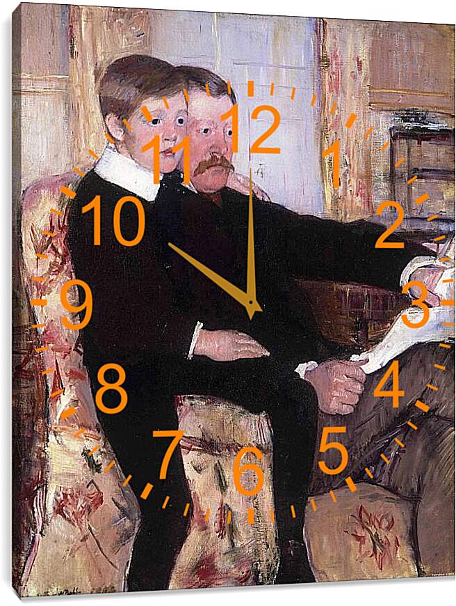 Часы картина - Portrait of Alexander J. Cassat and His Son Robert Kelso Cassatt. Кэссетт (Кассатт) Мэри Стивенсон
