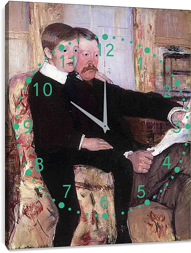 Часы картина - Portrait of Alexander J. Cassat and His Son Robert Kelso Cassatt. Кэссетт (Кассатт) Мэри Стивенсон