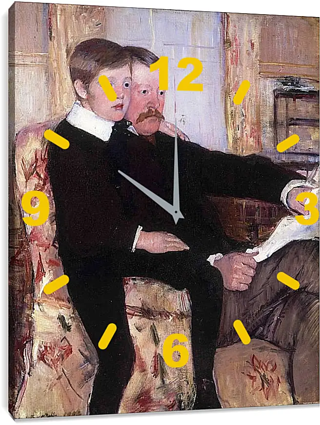 Часы картина - Portrait of Alexander J. Cassat and His Son Robert Kelso Cassatt. Кэссетт (Кассатт) Мэри Стивенсон