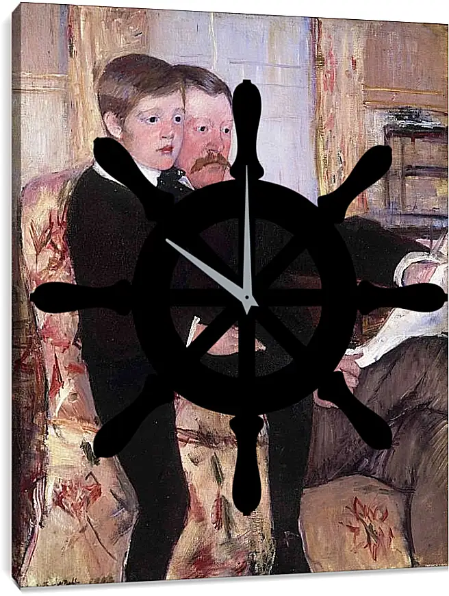 Часы картина - Portrait of Alexander J. Cassat and His Son Robert Kelso Cassatt. Кэссетт (Кассатт) Мэри Стивенсон