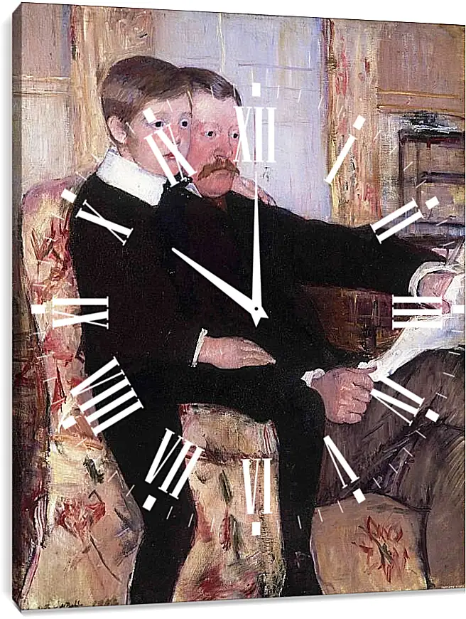 Часы картина - Portrait of Alexander J. Cassat and His Son Robert Kelso Cassatt. Кэссетт (Кассатт) Мэри Стивенсон