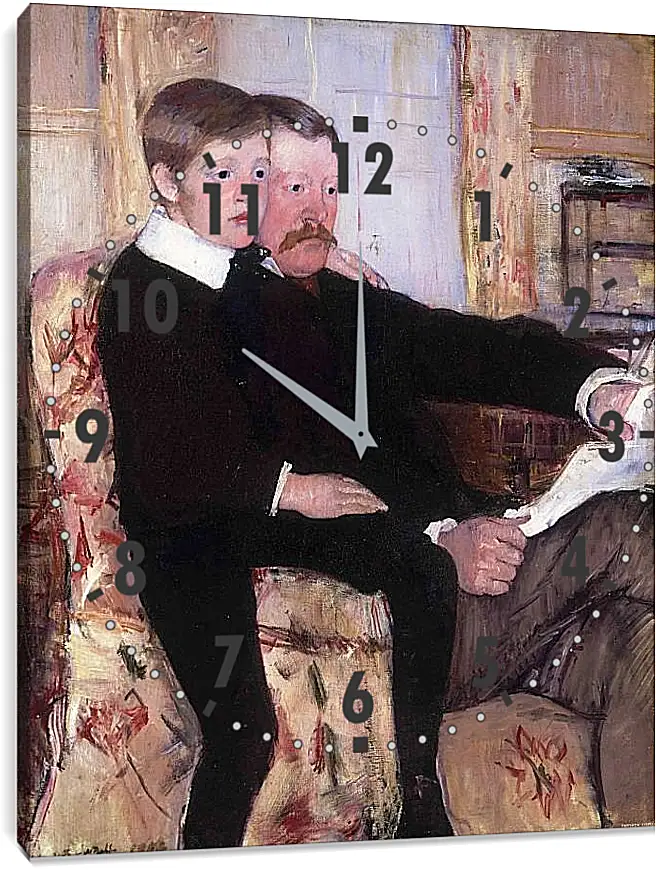 Часы картина - Portrait of Alexander J. Cassat and His Son Robert Kelso Cassatt. Кэссетт (Кассатт) Мэри Стивенсон