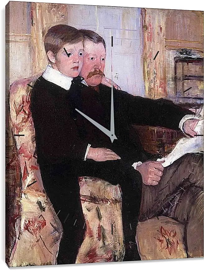 Часы картина - Portrait of Alexander J. Cassat and His Son Robert Kelso Cassatt. Кэссетт (Кассатт) Мэри Стивенсон