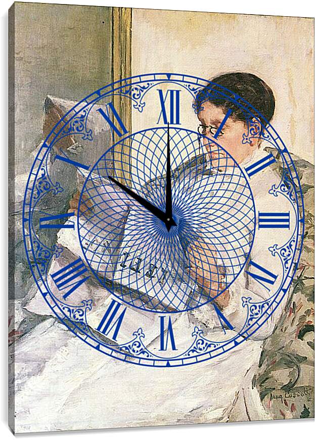 Часы картина - Reading Le Figaro. Кэссетт (Кассатт) Мэри Стивенсон