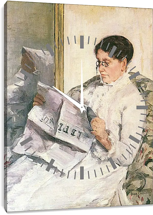 Часы картина - Reading Le Figaro. Кэссетт (Кассатт) Мэри Стивенсон
