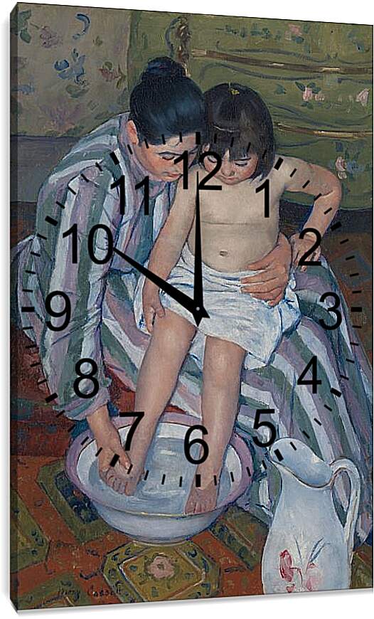 Часы картина - Купание ребёнка. Кэссетт (Кассатт) Мэри Стивенсон