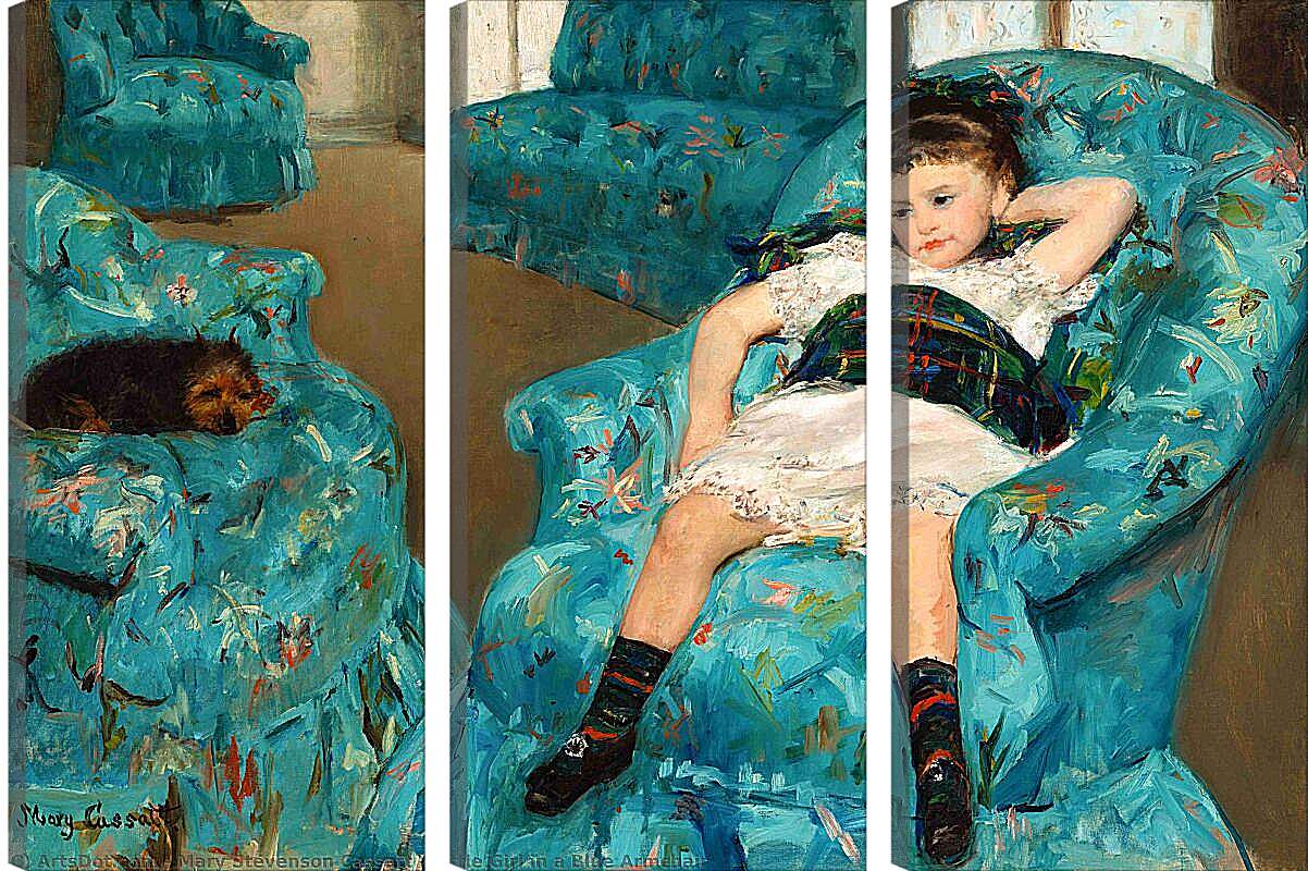 Модульная картина - Маленькая девочка в синем кресле. Кэссетт (Кассатт) Мэри Стивенсон