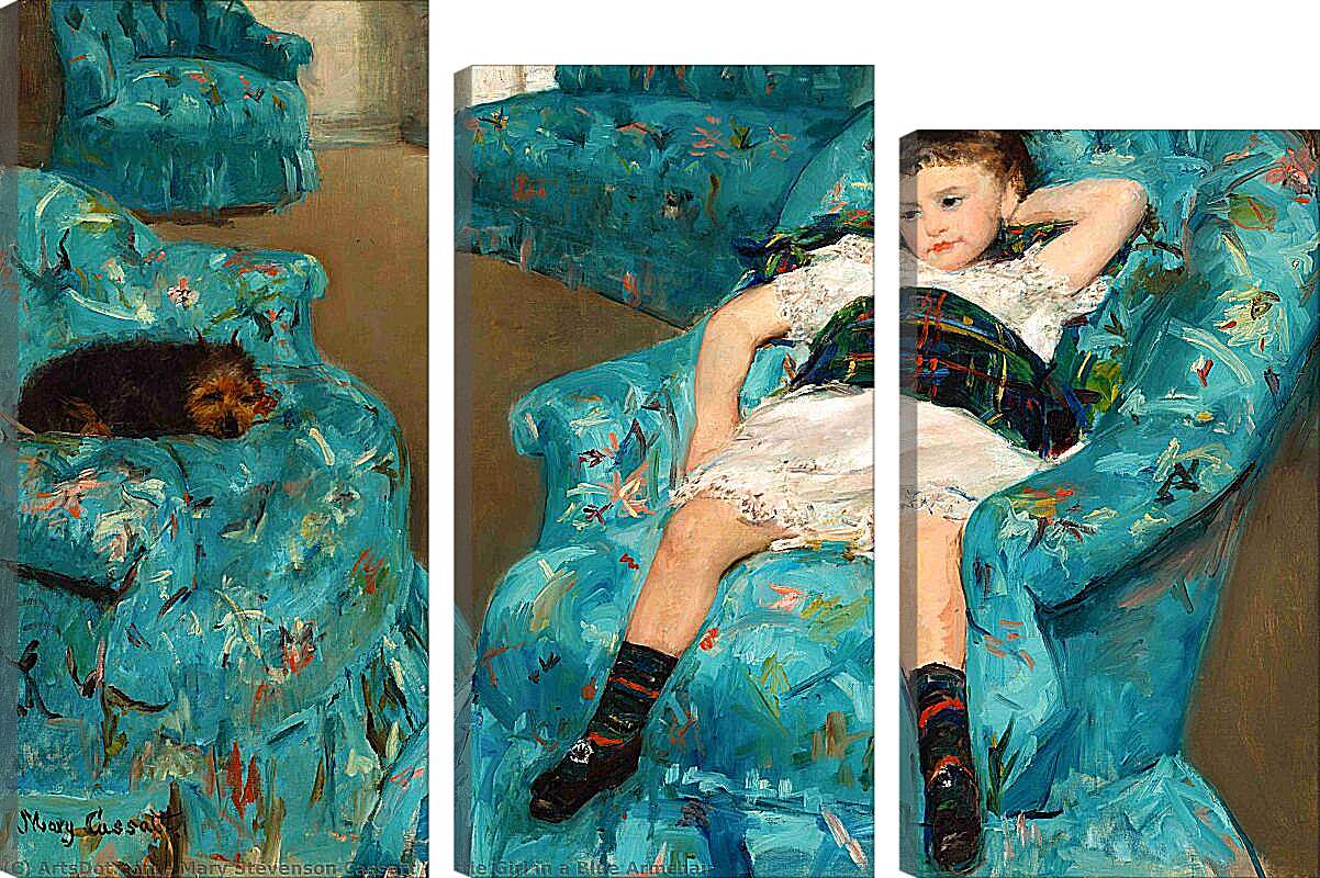 Модульная картина - Маленькая девочка в синем кресле. Кэссетт (Кассатт) Мэри Стивенсон