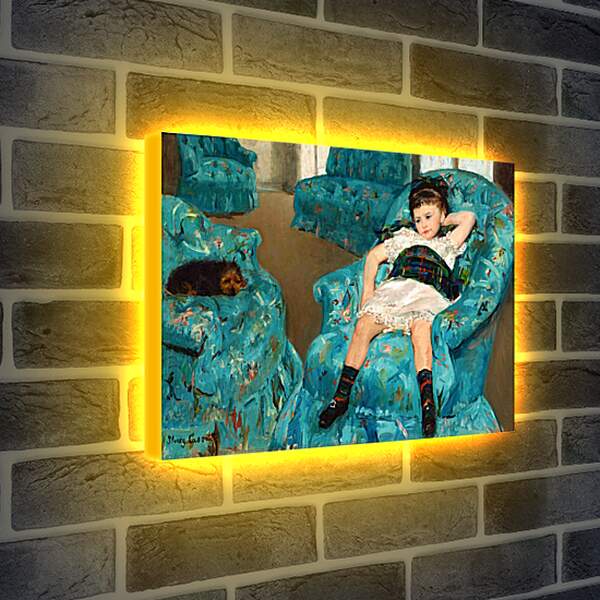 Лайтбокс световая панель - Маленькая девочка в синем кресле. Кэссетт (Кассатт) Мэри Стивенсон