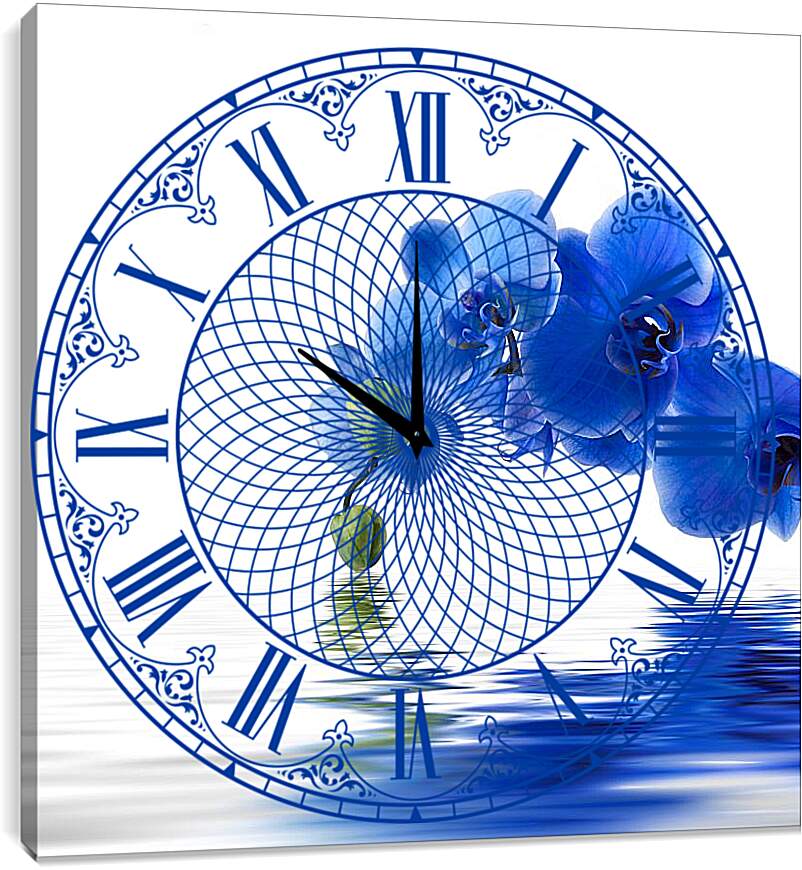 Часы картина - Синяя орхидея
