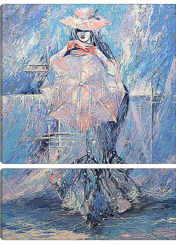 Модульная картина - Девушка с зонтом