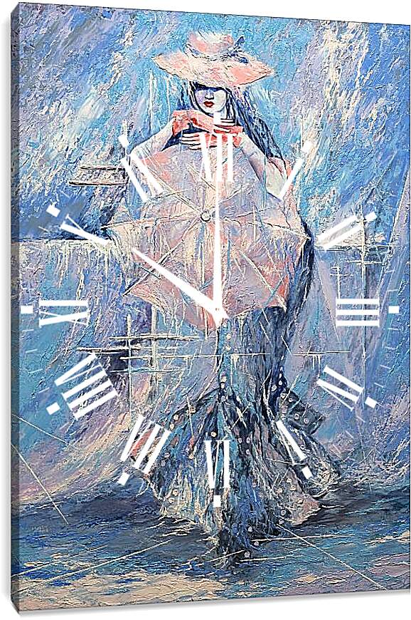 Часы картина - Девушка с зонтом