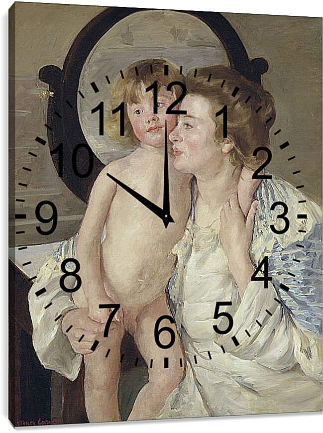Часы картина - Мать и дитя (Овальное зеркало). Кэссетт (Кассатт) Мэри Стивенсон