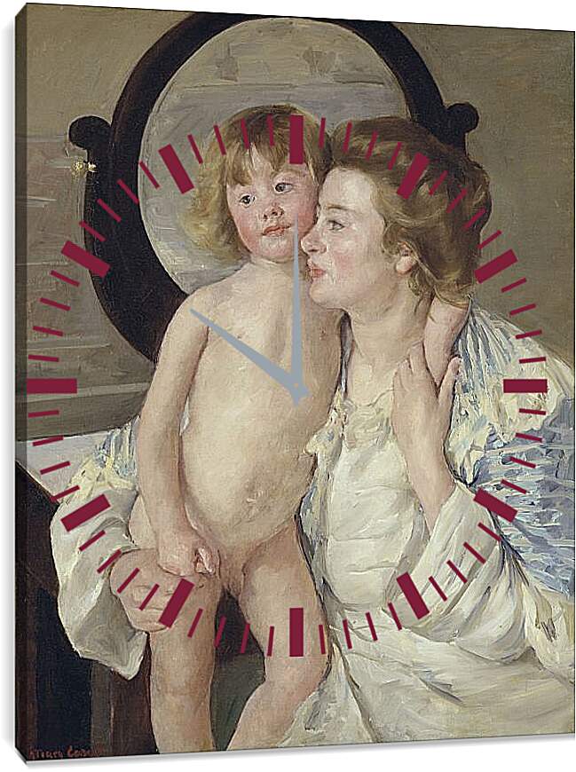Часы картина - Мать и дитя (Овальное зеркало). Кэссетт (Кассатт) Мэри Стивенсон