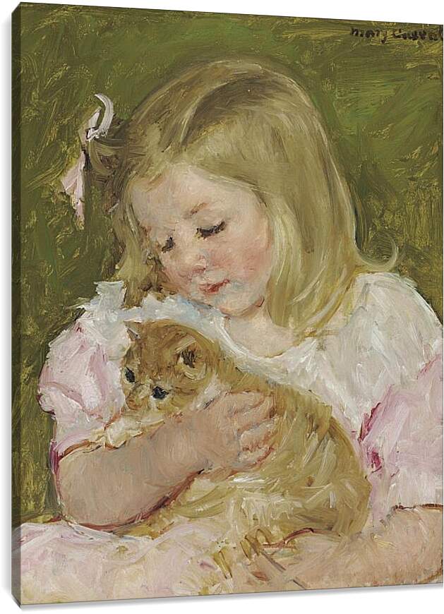 Постер и плакат - Сара, держащая кота. Кэссетт (Кассатт) Мэри Стивенсон