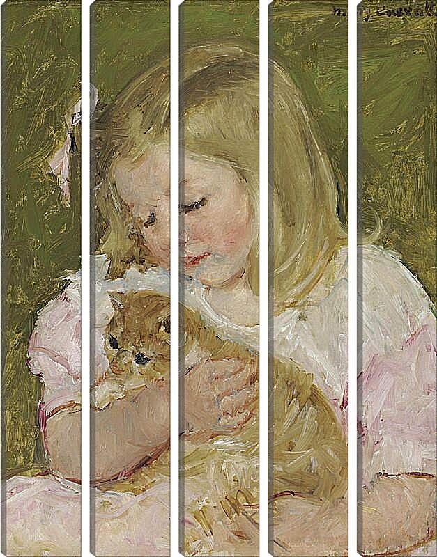 Модульная картина - Сара, держащая кота. Кэссетт (Кассатт) Мэри Стивенсон