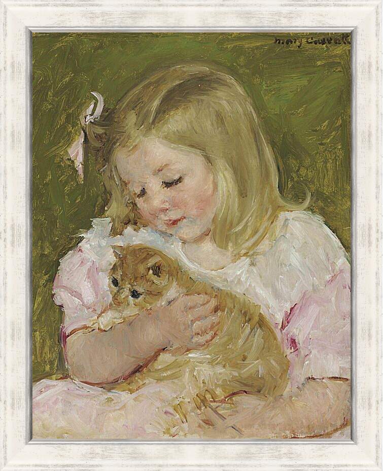 Картина в раме - Сара, держащая кота. Кэссетт (Кассатт) Мэри Стивенсон
