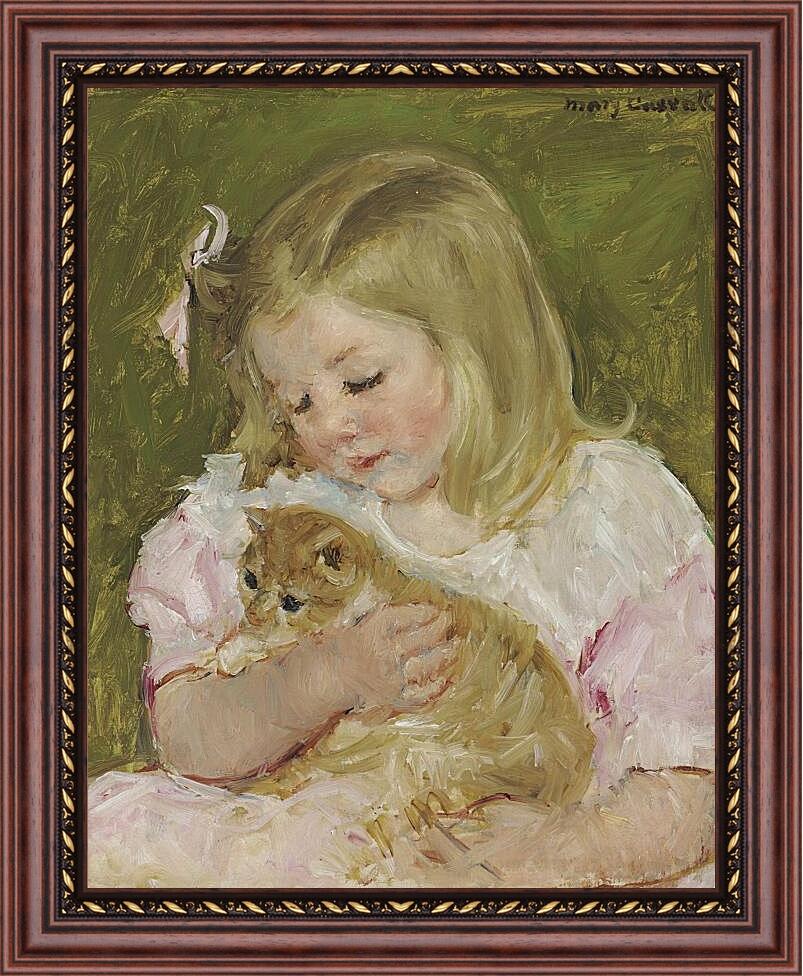 Картина в раме - Сара, держащая кота. Кэссетт (Кассатт) Мэри Стивенсон
