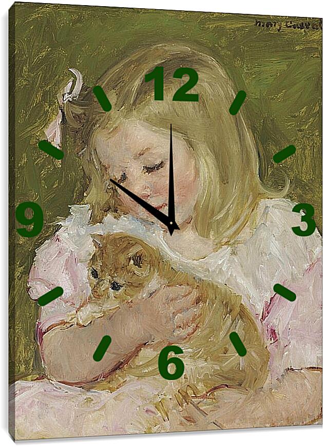 Часы картина - Сара, держащая кота. Кэссетт (Кассатт) Мэри Стивенсон