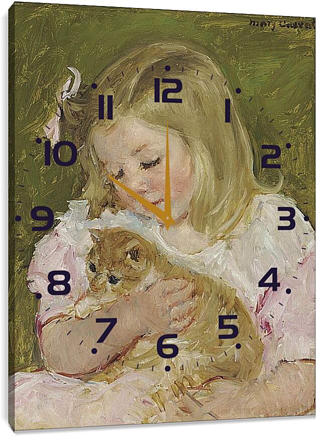 Часы картина - Сара, держащая кота. Кэссетт (Кассатт) Мэри Стивенсон
