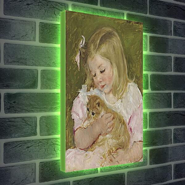 Лайтбокс световая панель - Сара, держащая кота. Кэссетт (Кассатт) Мэри Стивенсон