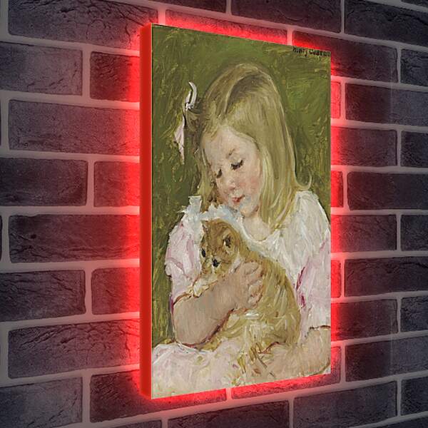 Лайтбокс световая панель - Сара, держащая кота. Кэссетт (Кассатт) Мэри Стивенсон